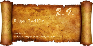 Ruge Iván névjegykártya